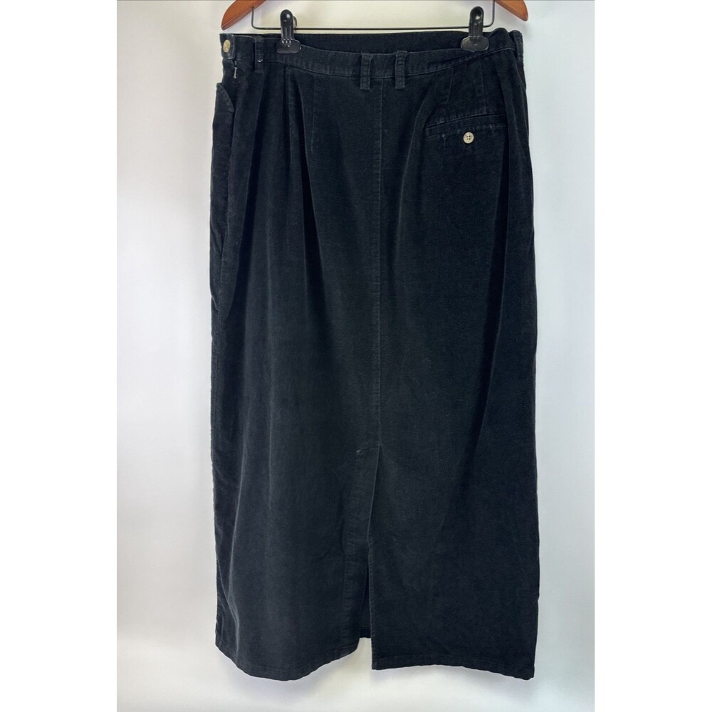 Eddie Bauer Black Corduroy Maxi Skirt Long Cotton Side Zip Pockets Women 18 Tall - Picture 3 of 11